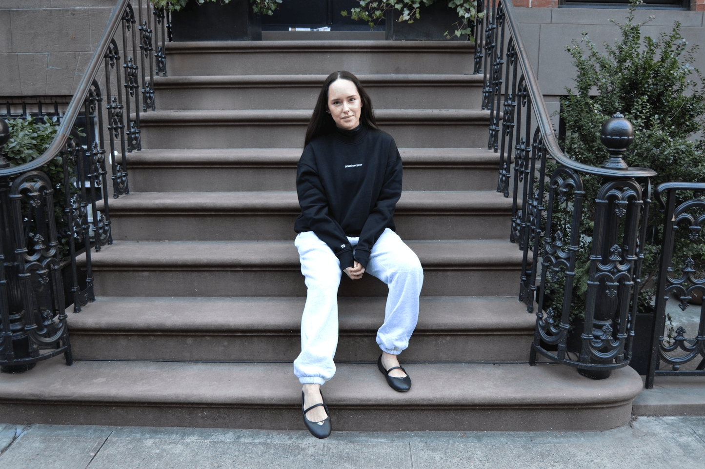 premium poor embroidered crew neck sweatshirt