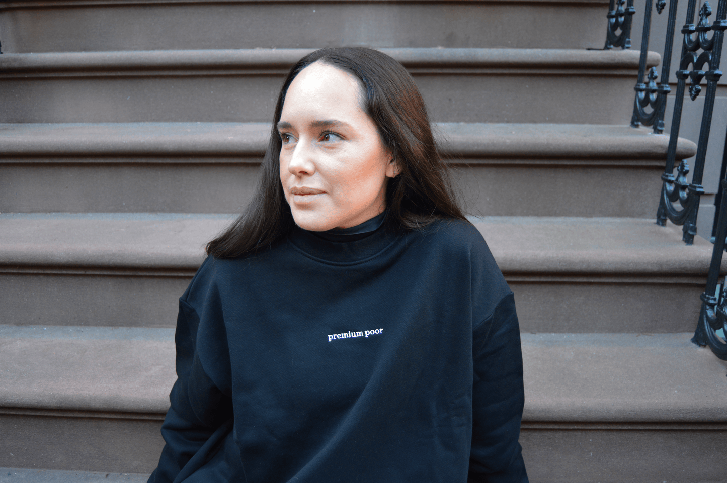 premium poor embroidered crew neck sweatshirt